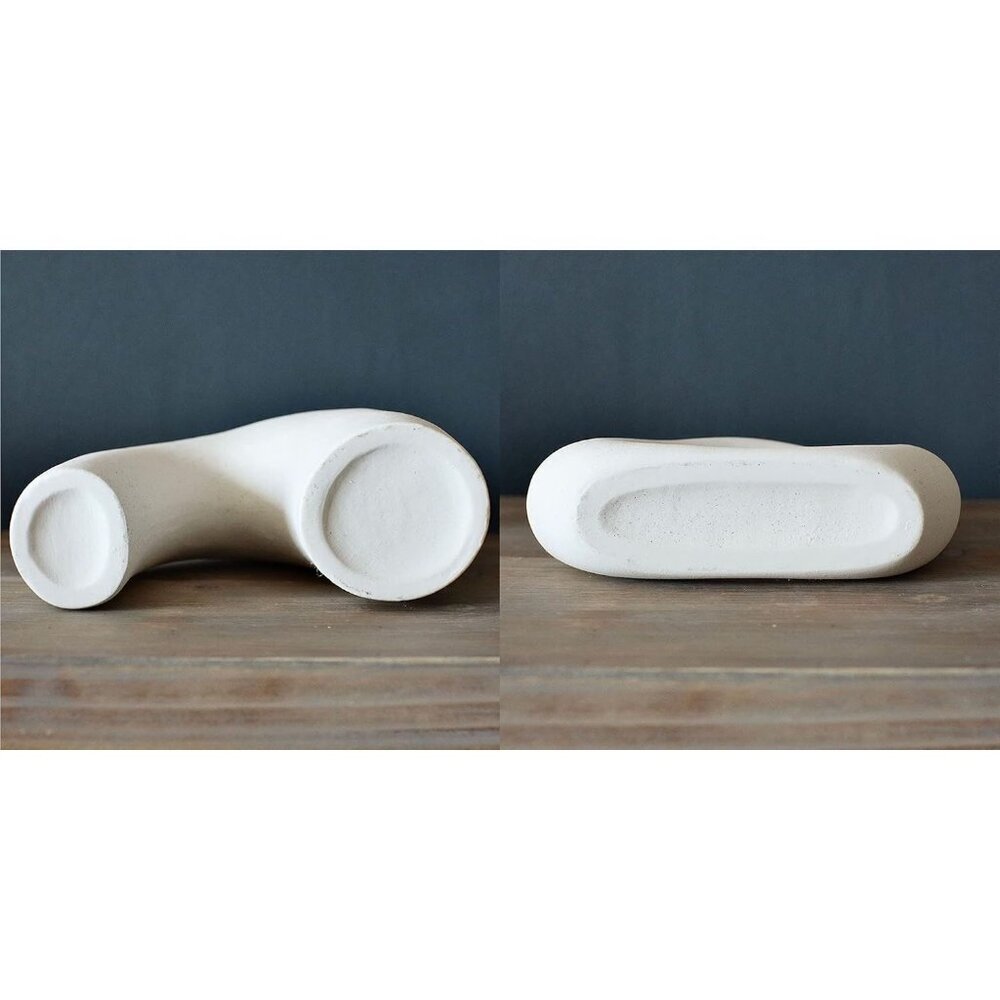 Carrot's Den Donut Vase Set Of 2 White Ceramic Minimalist Nordic Hollow New - Picture 3 of 5